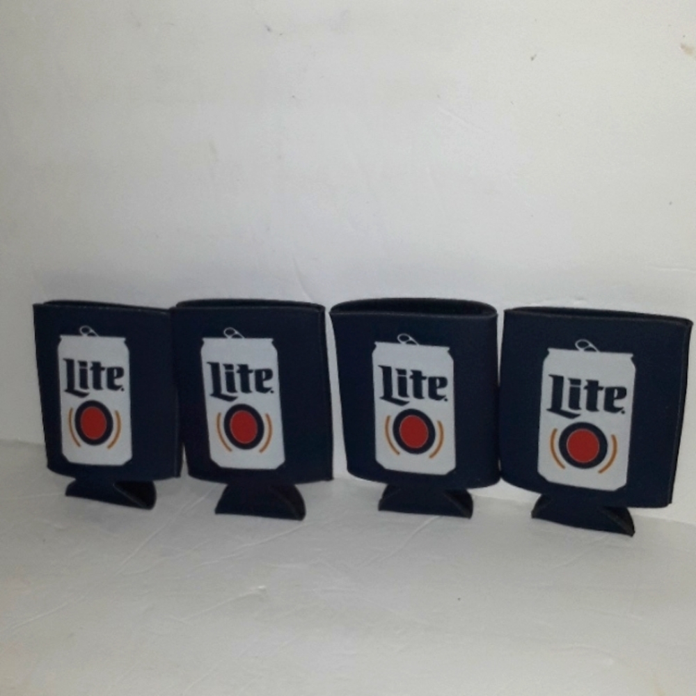 NEW VINTAGE 4 MILLER LITE BEER BASKETBALL COURT CAN BOTTLE INSULATOR KOOZIE